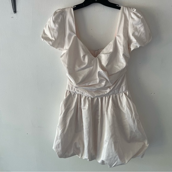 Elisabetta Franchi White Puff Sleeve Bubble Mini Dress 37547 - Picture 2 of 11